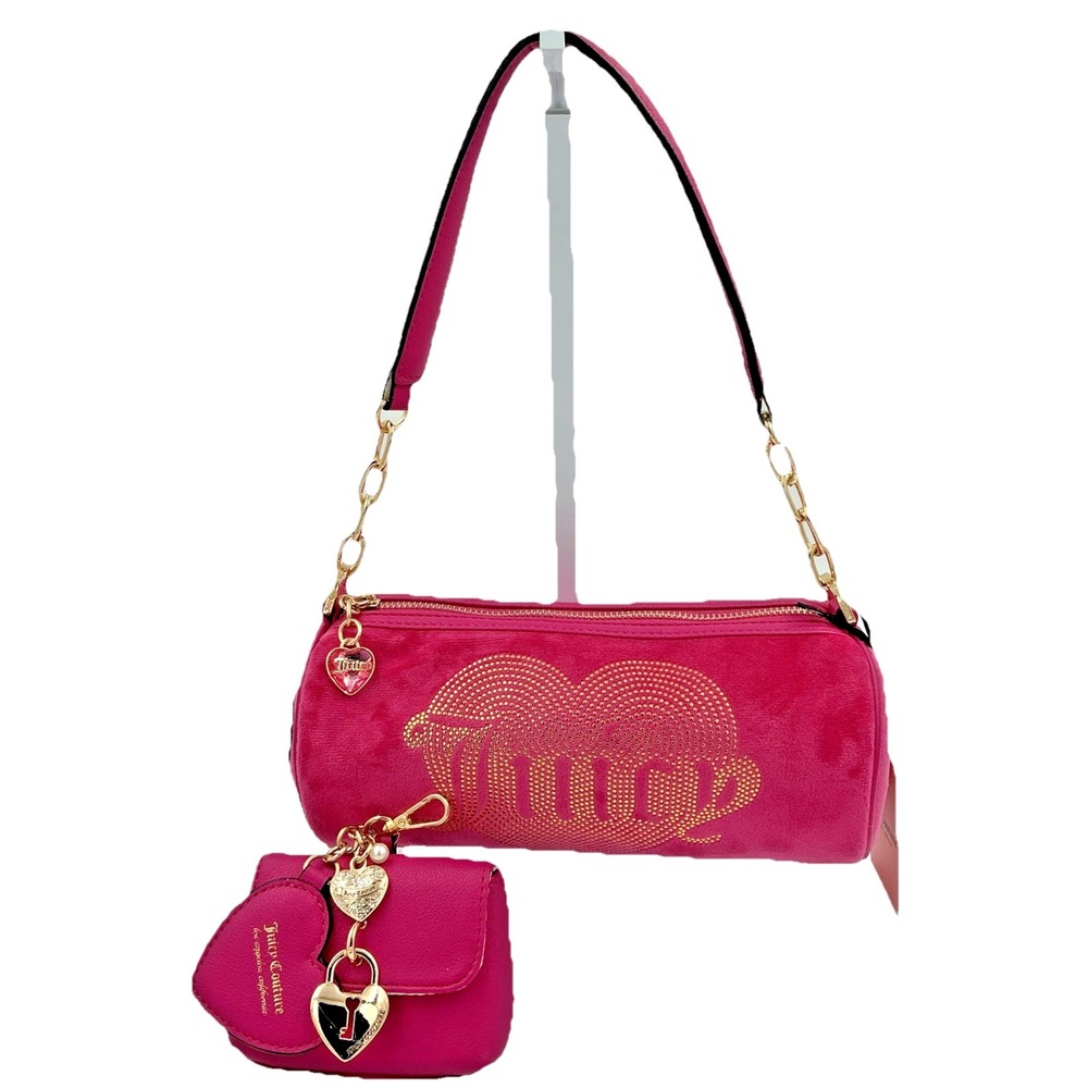 Juicy Couture Raspberry Tart Barrel Bag Queen Couture Charms NWT